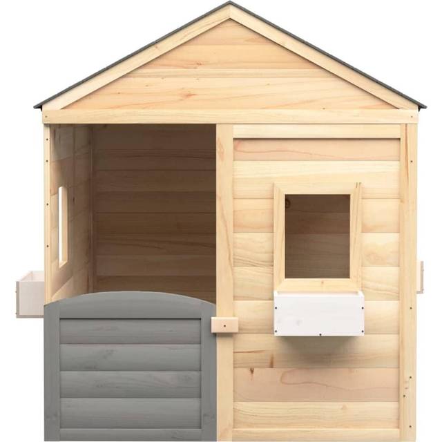 Vidaxl Playhouse With Lockable Door And Flower Pots Solid Wood Fir