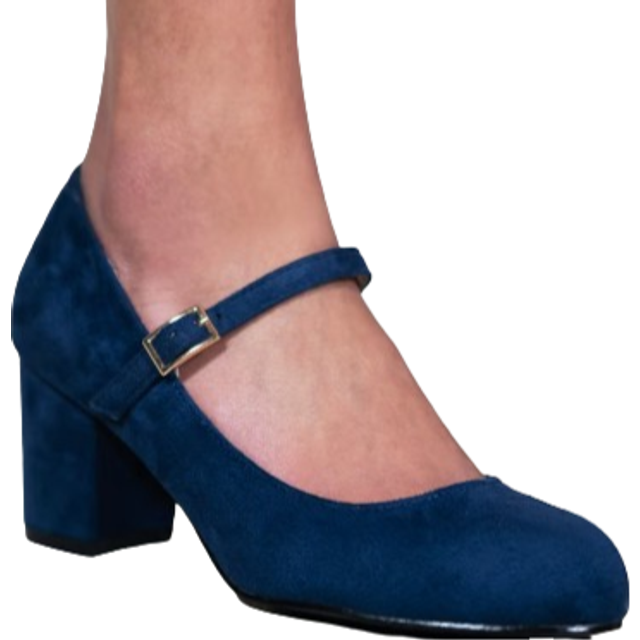 Where's That From Womens 'Araceli' Extra Wide Fit Block Heel Mary Jane Pumps - Navy - Size UK 3