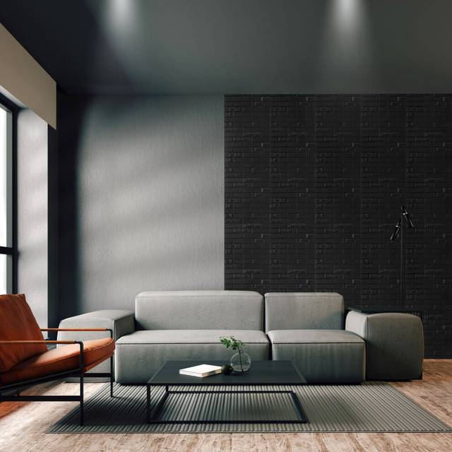 (Matte Black, Set of 14) 3D Wall Panels (50x50cm) Urban Brick Design