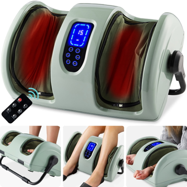 Best Choice Products Heated Shiatsu Foot Massager for Pain Relief  Plantar Fasciitis  Neuropathy  Blood Circulation w/Compact Design - Sage Green