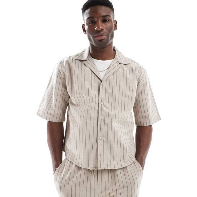 ONLY & SONS Onsemilo Rlx Ss Linen Resort Shirt 0256 |Beige |L