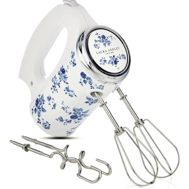 Laura Ashley 300W Elektrisk Handmixer med China Rose Print från VQ - Diskmaskinssäkra Kökshandmixer med Hållbara Vispar i Rostfritt stål och 5 Bakmixers med Variabel Hastighet