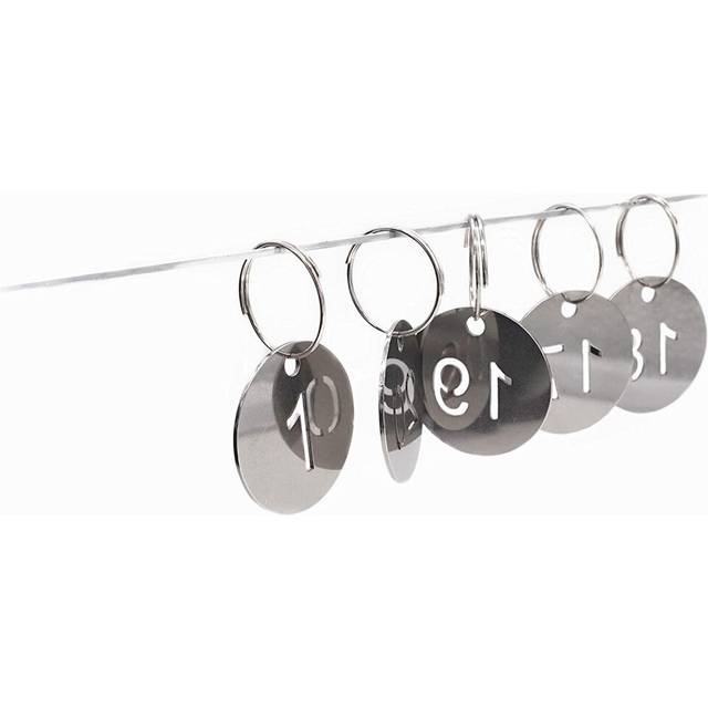 30mm 304 Stainless Steel Key Tags with Ring 10 pcs, Hollowed Number ID Tags Key Chain, Numbered Key Rings - 1 to 10