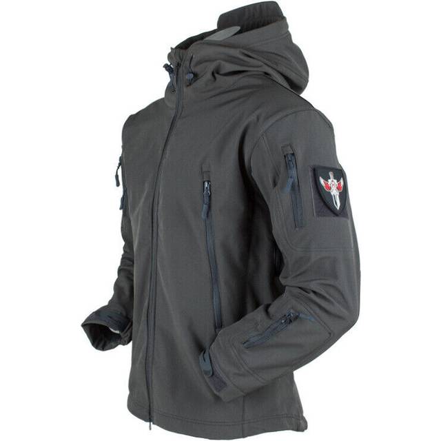 (Gray, Tag M =UK XS) Mens Jacket Winter Warm Waterproof Hooded Combat Outdoor Tactical Coat