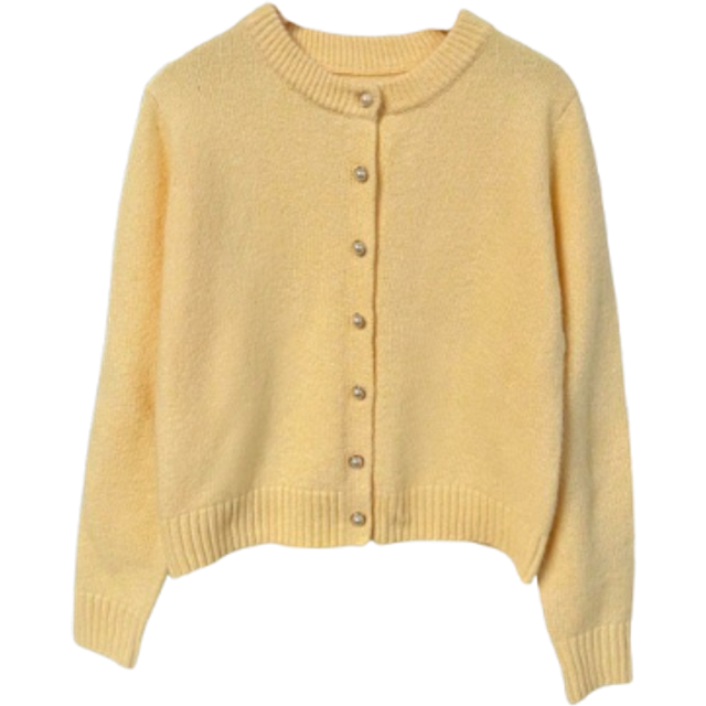 Franclia Women Crew Neck Long Sleeve Single-Breasted Minimalist Elegant Cardigan, Autumn & Winter,Long Sleeve Tops