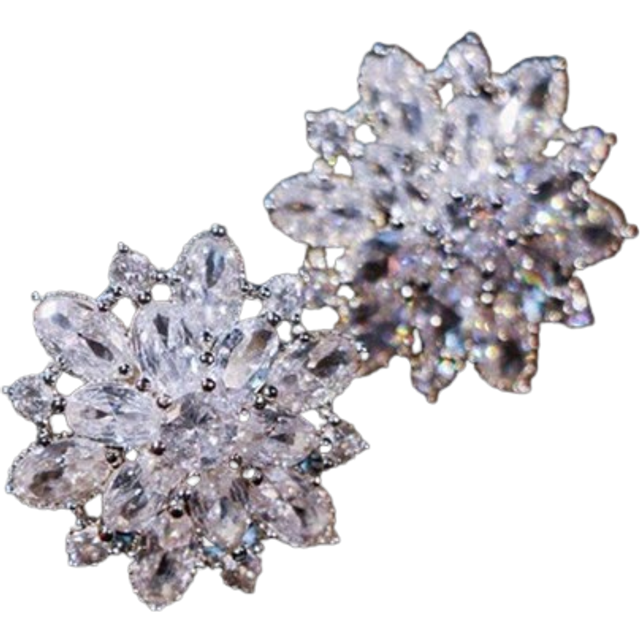 SHEIN 1 Pair Of European And American Style Fashionable Snowflake Bridal Earrings For Women, Suitable For Wedding, Festival Celebration, Daily Wear And Clot