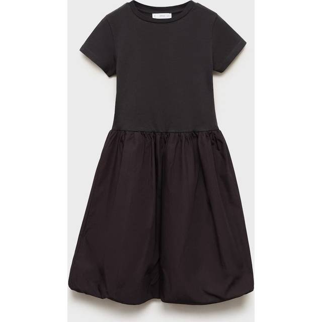 Mango Kids' Cotton Balloon Sleeve Dress, Charcoal
