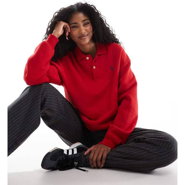 Polo Ralph Lauren – Röd sweatshirt med krage och logga