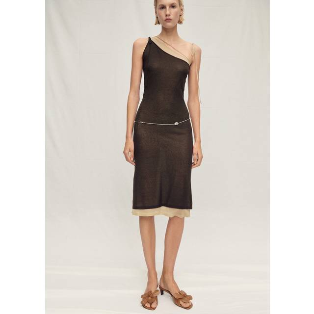 Combined lyocell knitted dress green - Woman - 8 - MANGO - Green