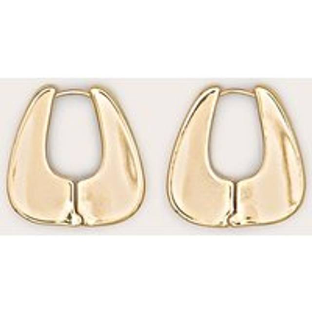 Gold Chunky Clasp Hoop Earrings, Yellow - One Size