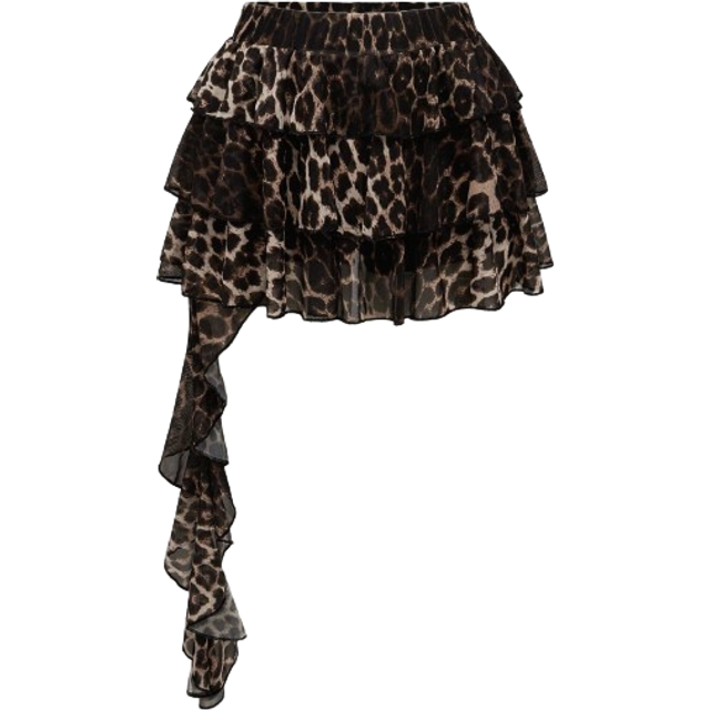 ROMWE Y2K Harajuku Leopard Print Layered Asymmetrical Hem Women&#39;s Skirt