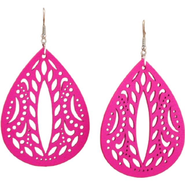 SHEIN 1pair Fashionable Wooden Hollow Out Water Drop Earrings For Women For Daily Decoration