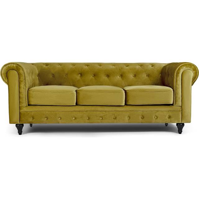 Chesterfield Velvet Sofa - 3 Seater - Gold