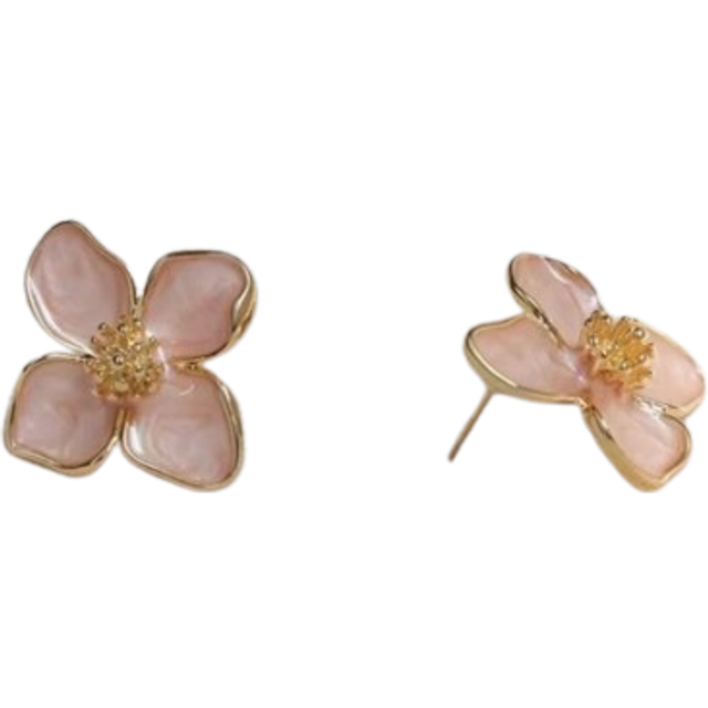 SHEIN 1 Pair Fashion Hibiscus Flower Vintage Style Dripping Glaze Red Flower Drop Earrings, Versatile Stud Jewelry Valentines,Mom,Mother,Mother&#39;s Day,Gift