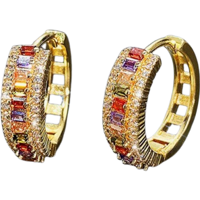 SHEIN 1 Pair Gorgeous Cubic Zirconia Hoop Earrings For Women For Wedding Engagement Anniversary Jewelry Valentine&#39;s Day Gift