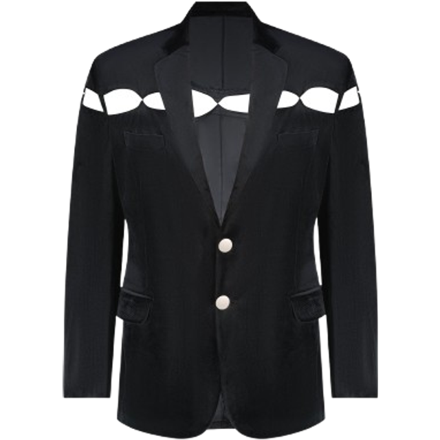 Cut Out Black Velvet Jacket, 3XL