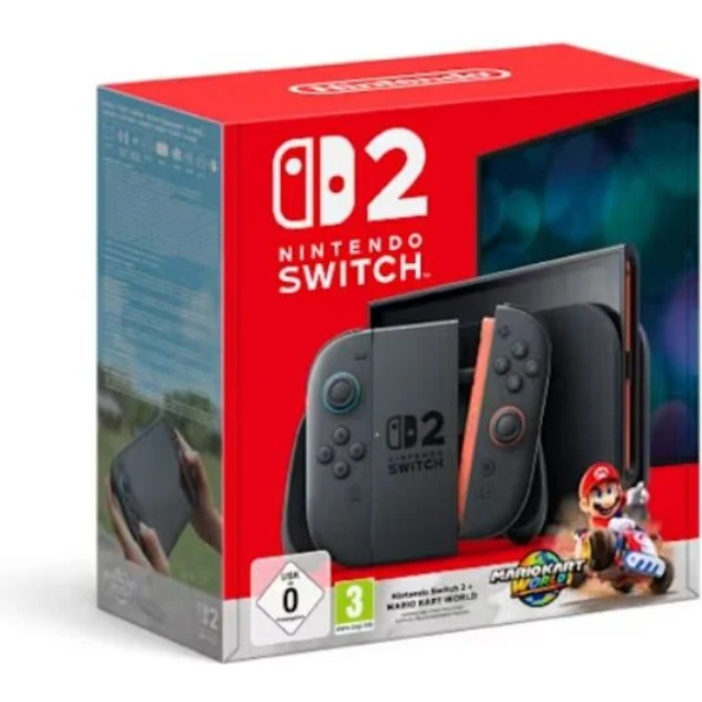 Nintendo Switch 2 + Mario Kart World, Nintendo Switch 2, Svart, Analog / Digital, D-pad, Home-knapp, Menyknapp, Strömknapp, Knappar, LCD