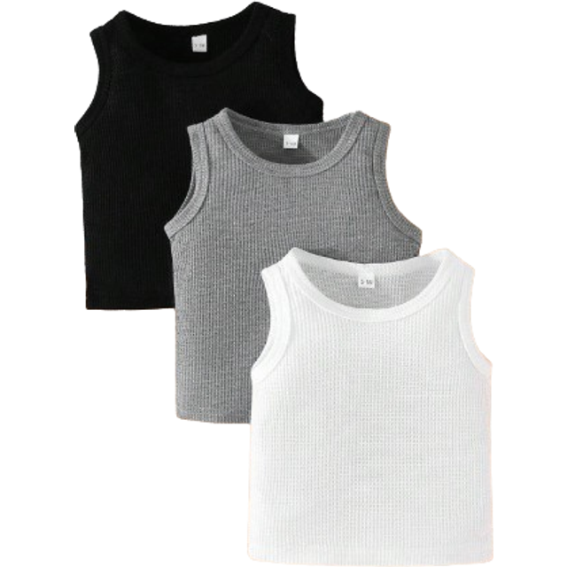 SHEIN Baby Boy 3pcs/Set Summer Casual Sleeveless Round Neck Tank Top, Inner Or Outer Wear