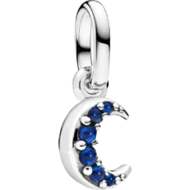 Pandora Moon Mini Dangle Charm - Sterling silver / Man-made crystal / Blue - one size