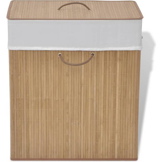 vidaXL Bamboo Laundry Bin Rectangular Natural - Brown