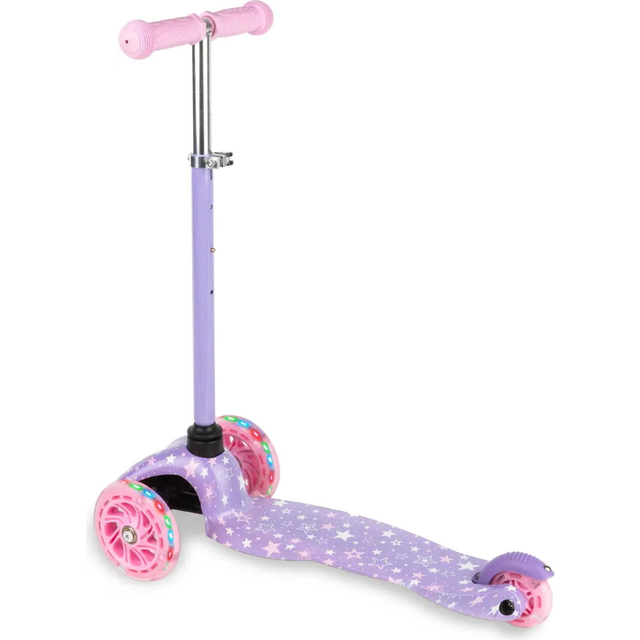 COIL Barnskoter, sparkcykel, trehjuling balanscooter, sparkcykel barn UNO, för barn från 3 år, sparkcykel barn trehjuling, sparkcykel med LED-lysande hjul, barnskoter (stjärnor)