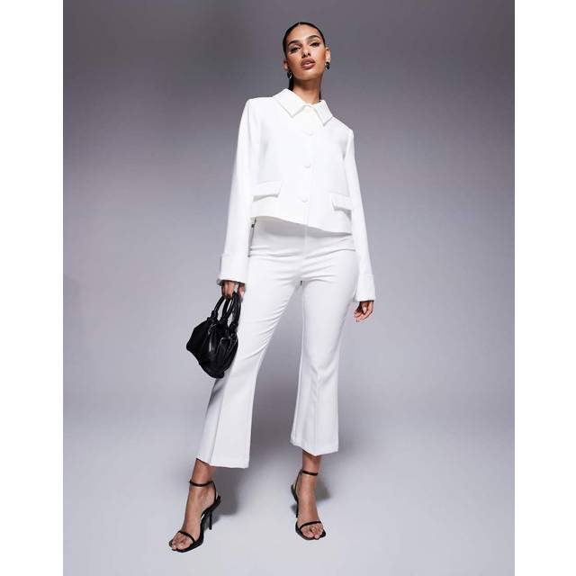 River Island Womens White Cropped Flare Trousers - 6