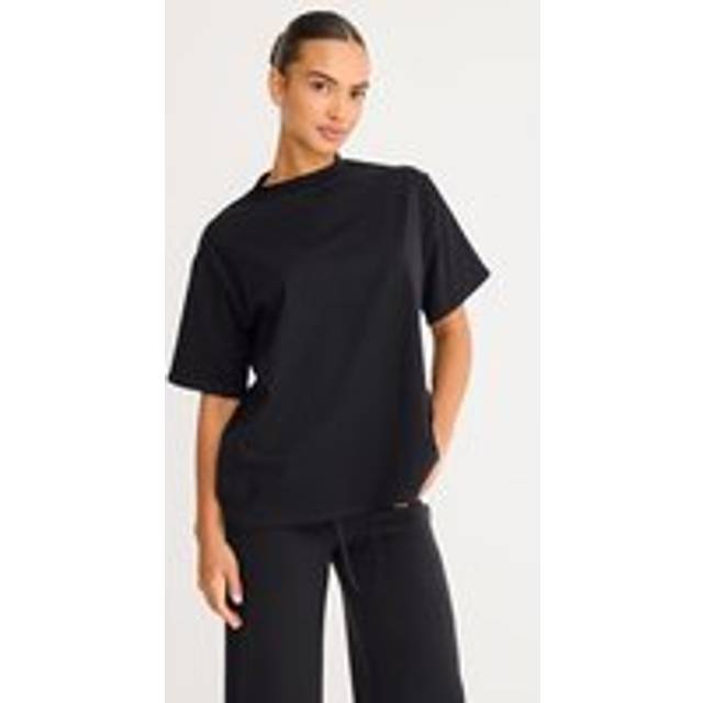 Black Cotton Basic Oversized T-shirt, Black - 14