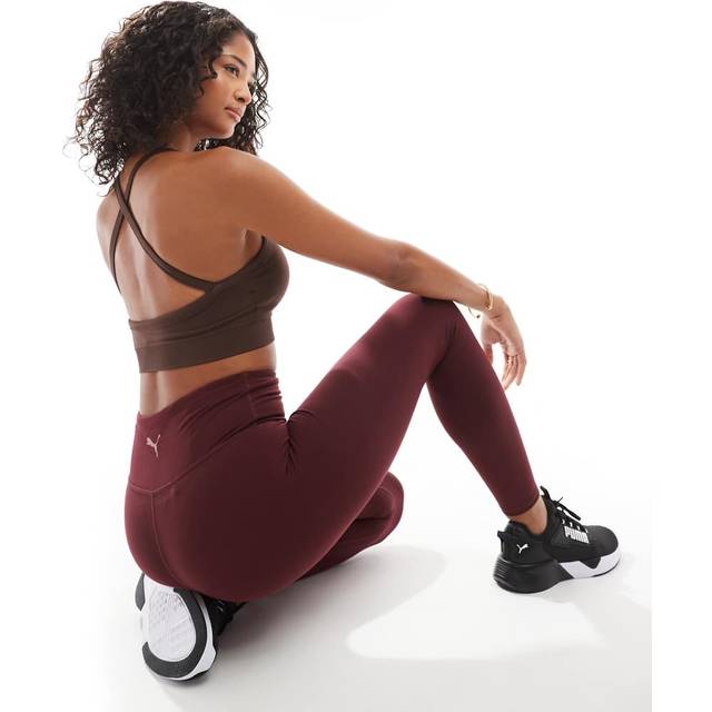 Puma Womens Training Evolve High Waist Full Length Tights - Burgundy - Purple, Aubergine, Size L, Women
