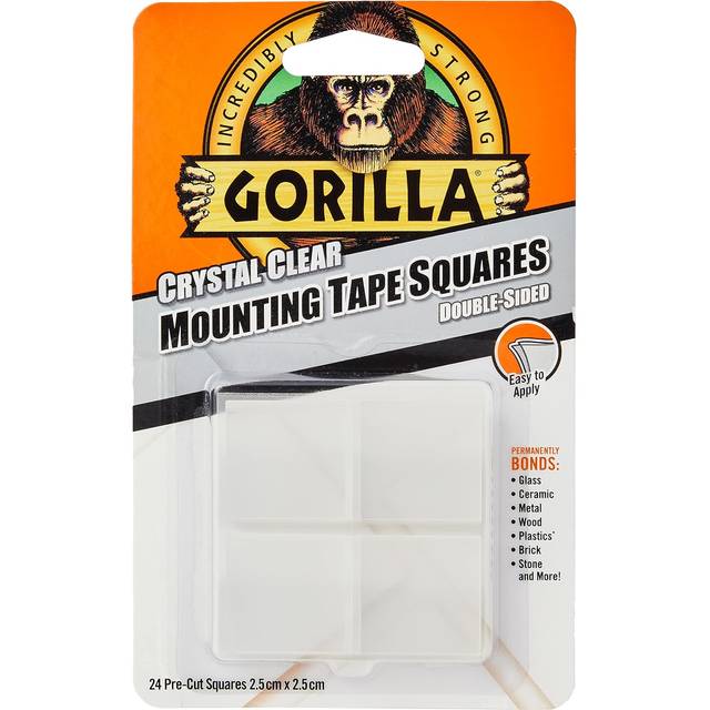Gorilla Mounting Tape Squares Clear (24 Pack) 3044111