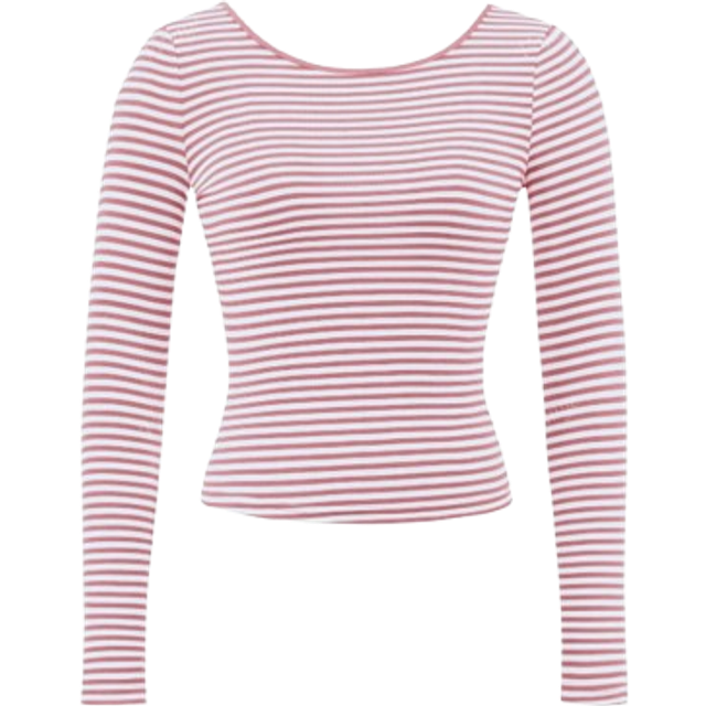 SHEIN Women&#39;s Sexy Backless French Knit Striped Long Sleeved Slim Fit Top