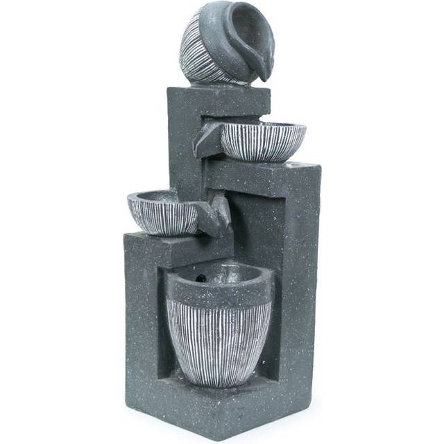 Logs Design Solar Water Fountain - Grey - One Size - ValueLights