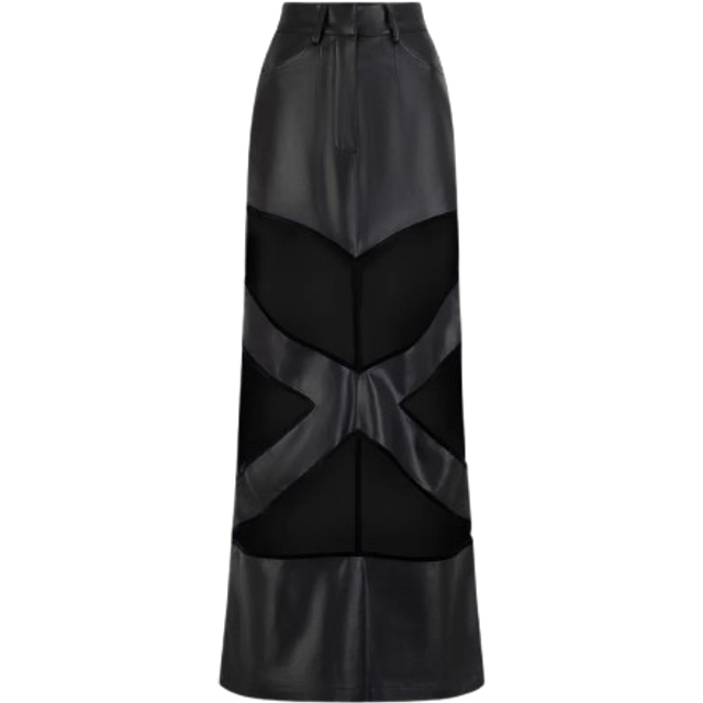 X Cut Out Maxi Skirt, S - Black (S)