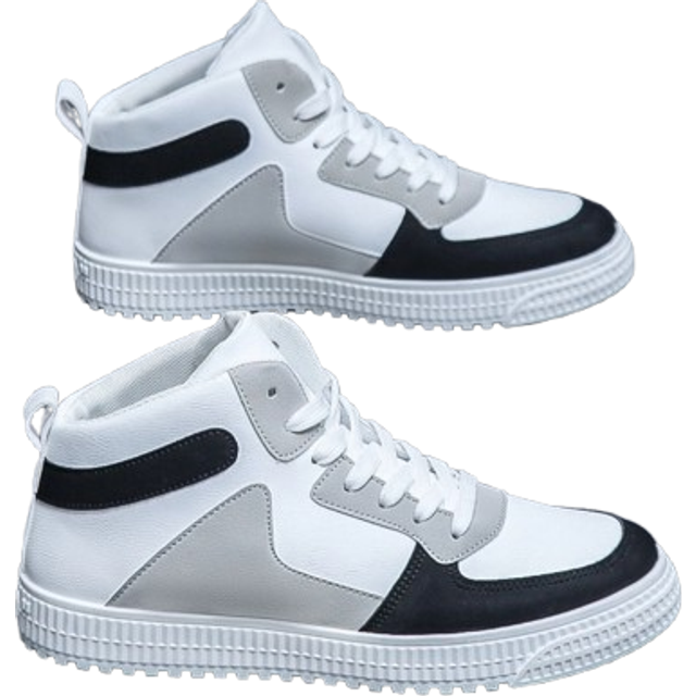 SHEIN Men&#39;s Casual High-Top White Sneakers, Anti-Slip Sports Shoes