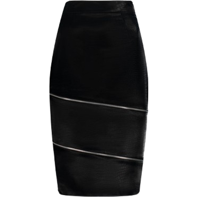 Black Midi Skirt With Slit, M (M)