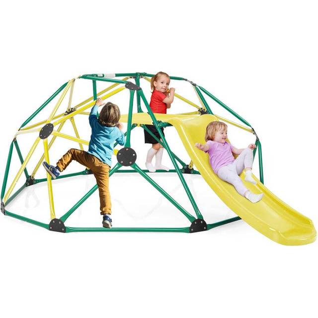 8FT Dome Climber Kids Toddler Climbing Frame w/ Slide & MetaL Structure