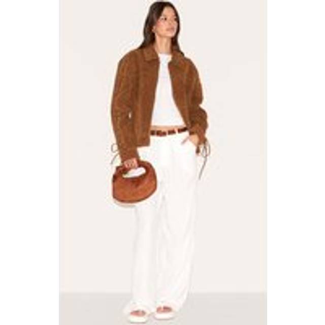 White Linen Blend Tailored Straight Leg Trousers, White - 4