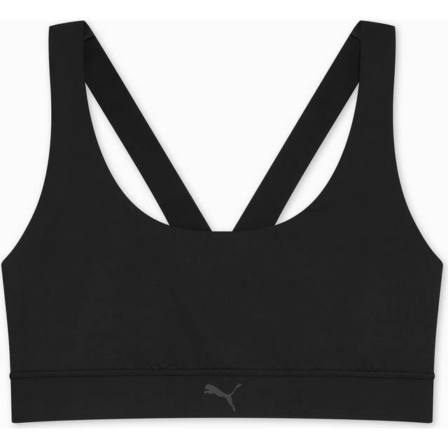 Puma Womens Training Evolve Mid Impact Bra - Black, Puma Black, Size S, Women