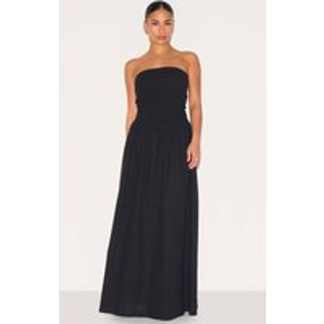 Petite Black Bandeau Shirred Detail Maxi Dress, Black - 2