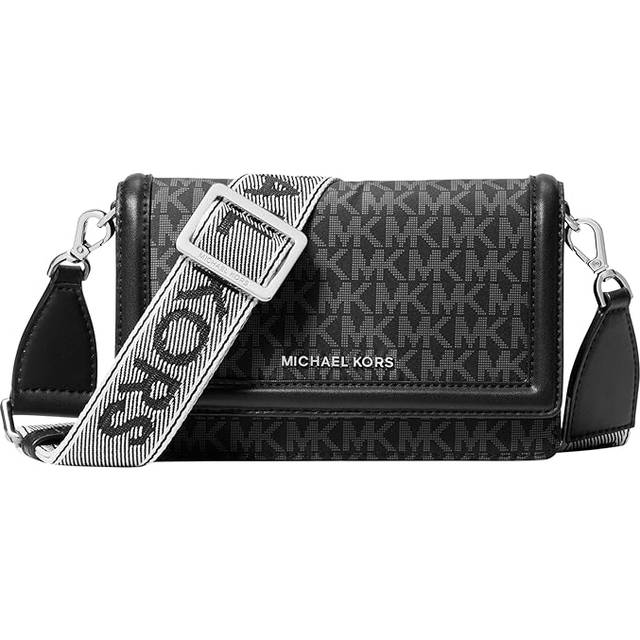 Michael Kors kvinnors Jet Set liten telefon crossbody väska, Silverton järnvara/tonad signatur/svart, en storlek