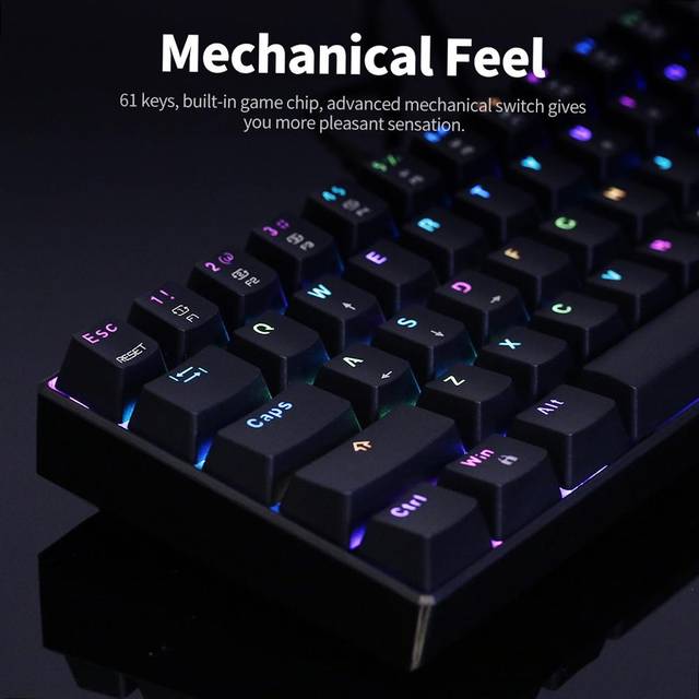 MOTOSPEED CK61 RGB Mechanical Gaming Keyboard OUTMU Red Switches Keyboard 61 Keys Anti-ghosting Red Switches black