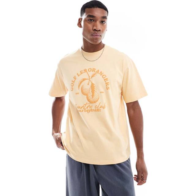Pull&Bear – Ljusorange t-shirt med golftryck