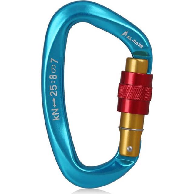 (blue) 25kn Carabiner Screw Locking Gate Carabiner Heavy Duty D-shape Latch Hook