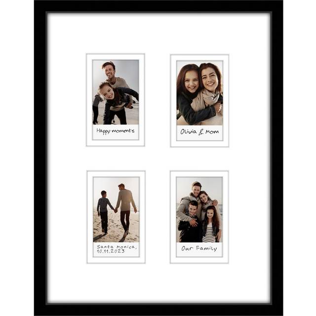 Americanflat 9x11 Picture Frame with 3 Openings for 2x3 Instant-Print Photos - Black Mini Picture Frames for Wall Display with Shatter-Resistant Glass