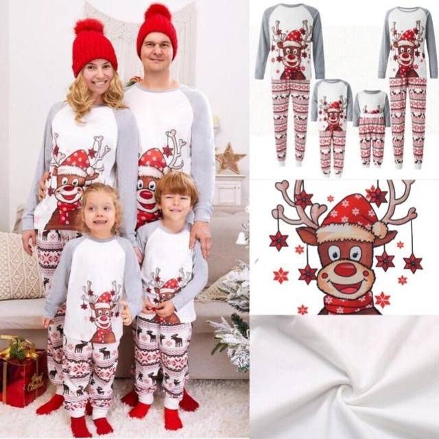 (Dad-L) UK Family Matching Christmas Pyjamas Adult Kids Xmas Nightwear Pajamas Pjs Set