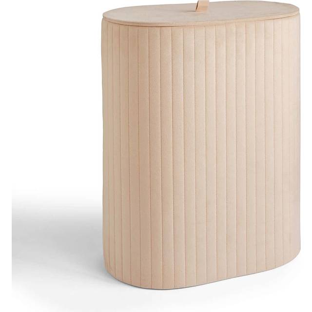 Modern Luxe Ribbed Velvet Oval Laundry Basket - Natural