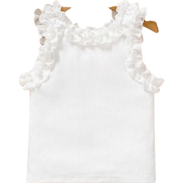 SHEIN Young Girls Fashionable Solid Color Ruffled Tank Top For Summer