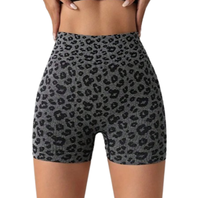 SHEIN Sport Seamluxe Leopard Scrunch Butt Tummy Control Sports Biker Shorts Stretchy Shorts Women Boxer Shorts