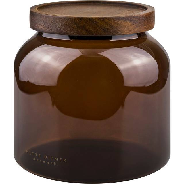 Luna Glass Jar With Lid 13 cm, Brown