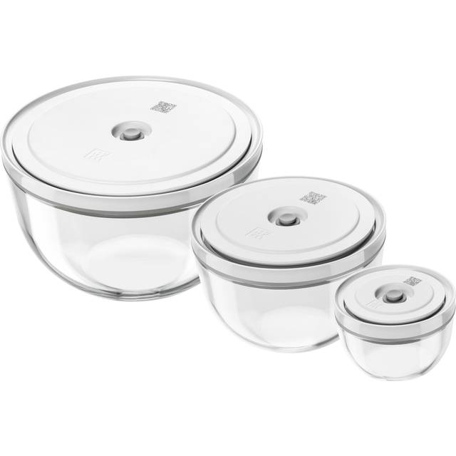 ZWILLING Fresh & Save BOWLS Vacuum bowl set S/M/L / 6-pcs, Glass, transparent-white - S/M/L/6pc
