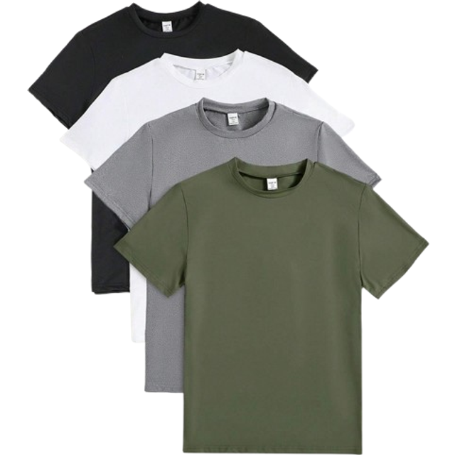 SHEIN Teen Boy Plain Colored Short Sleeve T-Shirt For Daily Wear, Classic Round Neck Design, Soft And Comfortable Teeholiday,Summer,Travel,Getaway